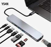 USB C Hub 8 in 1 - USB C docking station -Usb C Naar Hdmi 4K UHD HDMI converter  - Laptop dock - Macbook dock - 8 in 1 -Usb C docking station - Usb C hub - Macbook dock - laptop do
