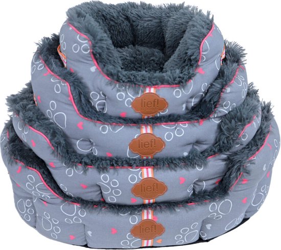 Lief! dierenmand girls grijs/roze 40 cm van lief! — afbeelding 3