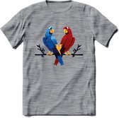 Lovebirds - Valentijn T-Shirt | Grappig Valentijnsdag Cadeautje voor Hem en Haar | Dames - Heren - Unisex | Kleding Cadeau | - Donker Grijs - Gemaleerd - XL