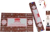 2 pakjes met 15 gram - Wierook - Wierookstokjes - Incense sticks - Musk - Muskus + 5 Mini Wierookstokjes + Gelukspoppetje
