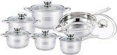 Luxe Swiss Pannenset - 12 delig - RVS - Pan / Steelpan / Koekenpan - Met Glazen Deksels - Inductie - PFAS-vrij
