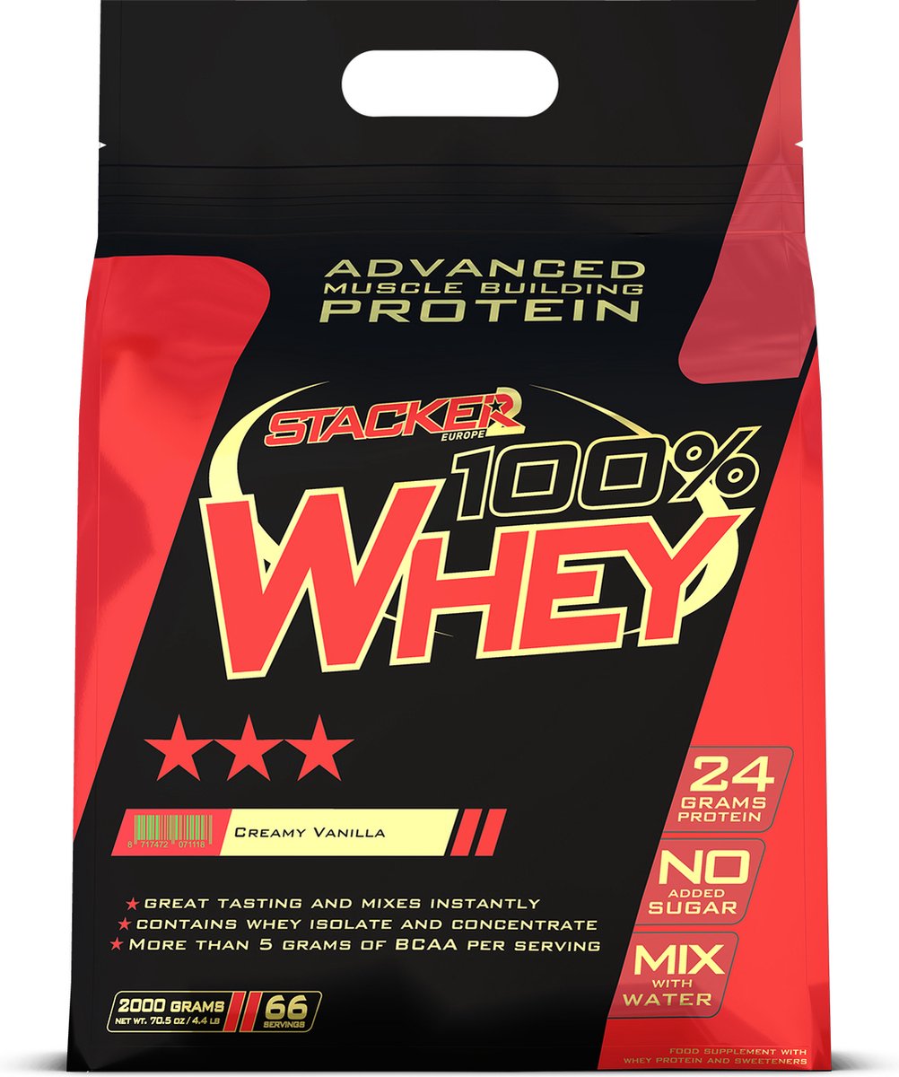 Goedkoopste 100 Whey - Stacker 2 - 2000 gram - Vanilla
