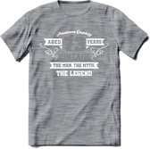 73 Jaar Legend T-Shirt | Zilver - Wit | Grappig Verjaardag en Feest Cadeau | Dames - Heren - Unisex | Kleding Kado | - Donker Grijs - Gemaleerd - 3XL