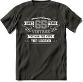 65 Jaar Legend T-Shirt | Zilver - Wit | Grappig Verjaardag en Feest Cadeau | Dames - Heren - Unisex | Kleding Kado | - Donker Grijs - XL