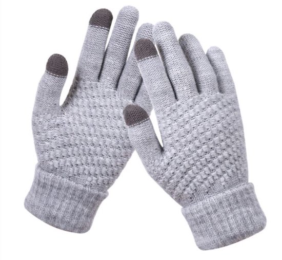 Gebreide handschoenen - touchscreen - one size - warme winter favoriet - Licht grijs