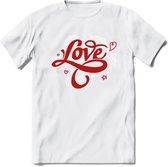 Love - Valentijn T-Shirt | Grappig Valentijnsdag Cadeautje voor Hem en Haar | Dames - Heren - Unisex | Kleding Cadeau | - Wit - XXL