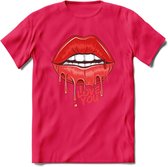 Love You Lips - Valentijn T-Shirt | Grappig Valentijnsdag Cadeautje voor Hem en Haar | Dames - Heren - Unisex | Kleding Cadeau | - Roze - S
