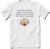 Biertjes lust hij maar al te graag T-Shirt | Grappig Abraham 50 Jaar Verjaardag Kleding Cadeau | Dames – Heren - Wit - XXL