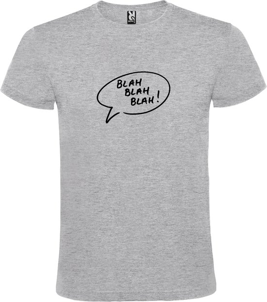 Grijs t-shirt met 'Blah Blah Blah' print Zwart size S