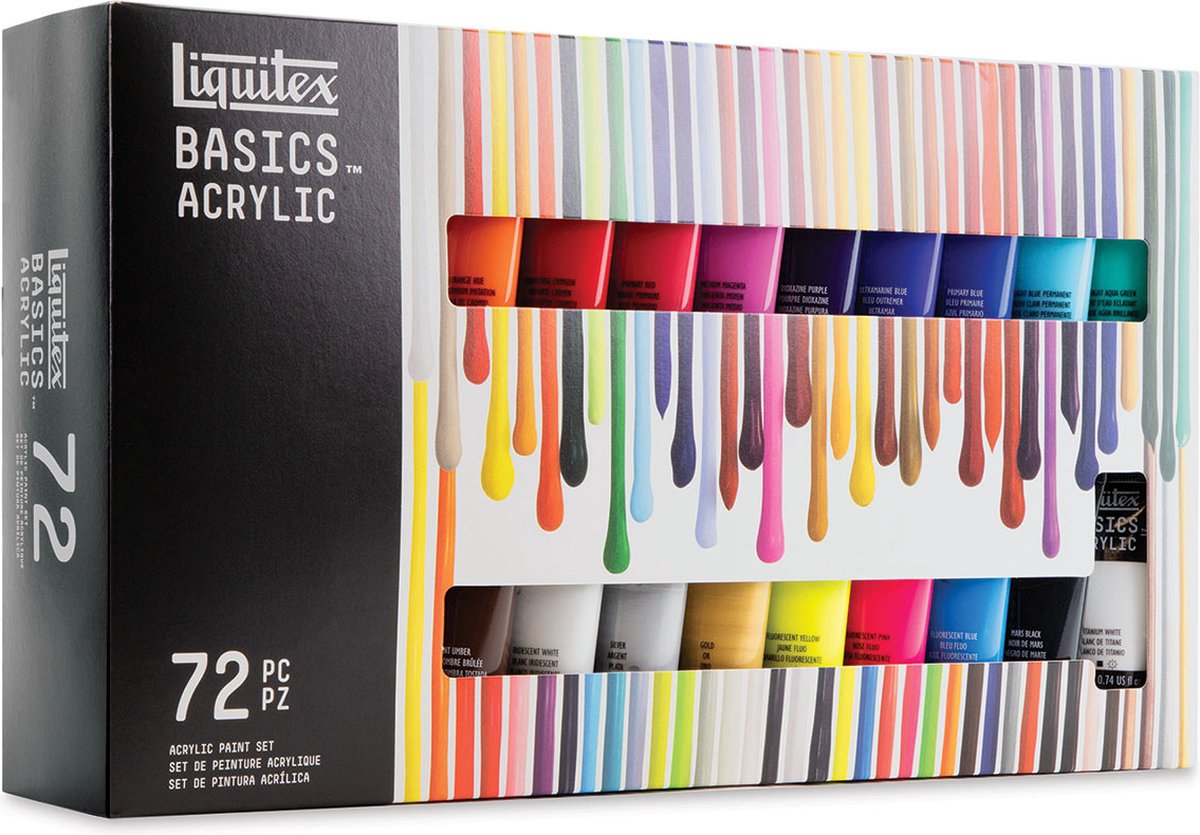 Liquitex 3699401 Basics Acrylverf Set – 72 x 22 ml Tubes | Kunstenaars Acrylverf | Middelmatige Viscositeit | Lichtechte Kleuren voor Schilderen, Canvas & Hobby — afbeelding 2