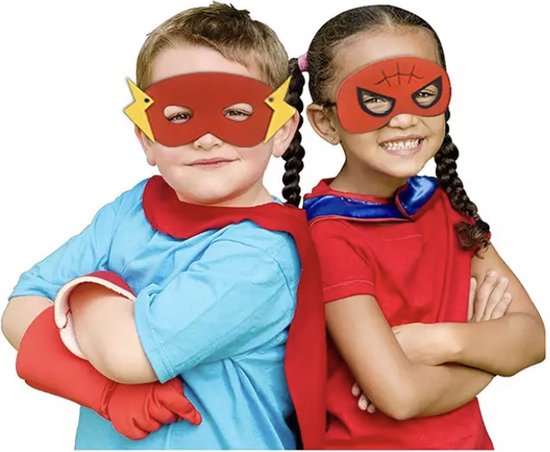 Spiderman Pak Web - Superheld Verkleedpak - Spin - Cape - Masker - Verkleedkleren Kind - Cape - Verkleedkleding Jongen - Meisje - Kostuum - Halloween - Carnaval - Verkleden - Kinderfeestje - Cadeau - Pak - Rood - Verjaardag - Merkloos