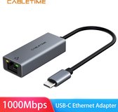 Cabletime USB-C naar Ethernet adapter - Gigabit LAN Netwerk - USB naar RJ45