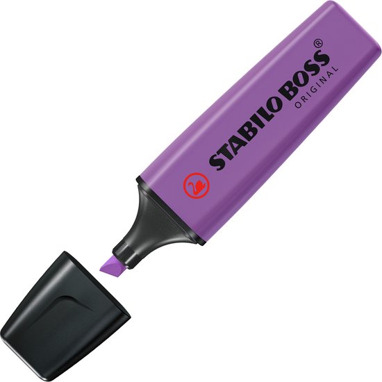 STABILO BOSS Original markeerstift, paars met zwarte dop eraf.