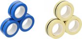 Trick Rings - 2 Pack - Magneet - Blauw en Geel - 6 ringen in totaal - Anti stress