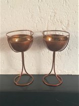 Duo theelicht kandelaartjes in brons kleur