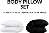 Body-Pillow - Ondersteunend Lichaamskussen 43 x 150 cm + Kussensloop voor lichaamskussen - 100% Katoen - Zwart