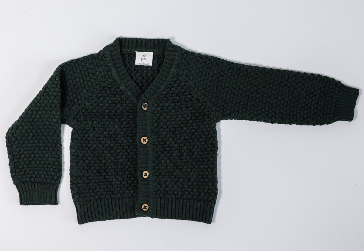 MXM Baby vest- Groen- Katoen- Knoop sluiting- V-hals- Maat 86