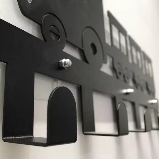 Kinderkapstok - trein - Kinderkapstok haakjes - Babykamer Kapstokken - babykamer - 6 haken – design Kapstokken - Inclusief bevestigingsmateriaal – Wandkapstok - Babykameraccessoires - Kinderkamer haakjes - Zwart - Modern — afbeelding 4