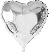 Folieballon hart metallic 25 cm Zilver