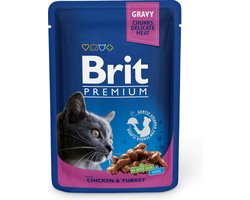Brit Premium - Natvoer - Kat - Zakje - Kip & Kalkoen - 100gr - 12ST