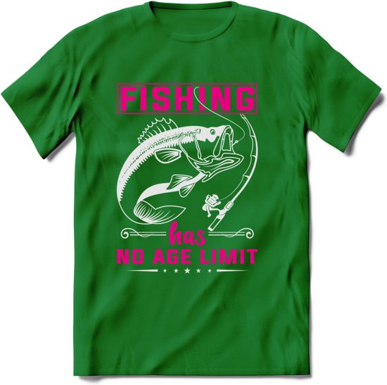 Fishing Has No Age Limit - Vissen T-Shirt | Roze | Grappig Verjaardag Vis Hobby Cadeau Shirt | Dames - Heren - Unisex | Tshirt Hengelsport Kleding Kado - Donker Groen - 3XL