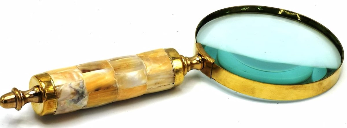 Vergrootglas Vintagelook - Messing met Parelmoeren hendel - 24cm