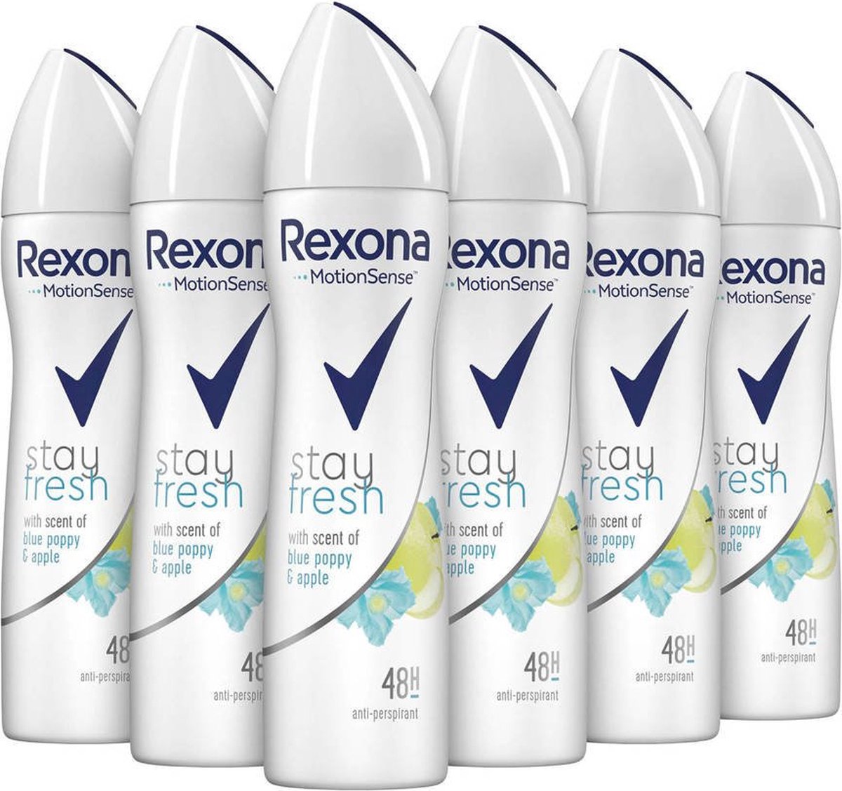 Goedkoopste Rexona Deo Spray - Blue Poppy & Apple - Deodorant - 6x 150 ml - Voordeelverpakking