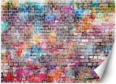 Trend24 - Behang - Gekleurde Bakstenen Muur - Vliesbehang - Behang Woonkamer - Fotobehang - 100x70 cm - Incl. behanglijm