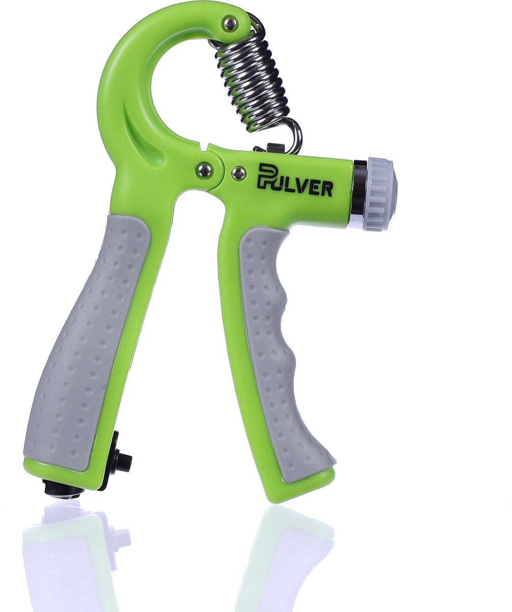 Pulver -Handtrainer 10 to 60kg met Vingertrainer - Handknijper- Knijphalter - Armtrainer – Gewichten - Hand knijper set - Handgripper - Hand gripper - grip - Onderarm trainer - Buigveer – Grip Trainer - Vinger - Hand spier - Fitness - Groen