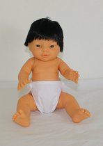 The Doll Factory Babypoppen Aziatisch Jongetje met Haar 38 cm