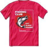 Fishing Club - Vissen T-Shirt | Grappig Verjaardag Vis Hobby Cadeau Shirt | Dames - Heren - Unisex | Tshirt Hengelsport Kleding Kado - Roze - XXL