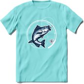 Fishing - Vissen T-Shirt | Grappig Verjaardag Vis Hobby Cadeau Shirt | Dames - Heren - Unisex | Tshirt Hengelsport Kleding Kado - Licht Blauw - XXL