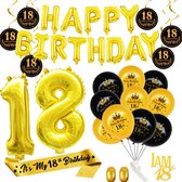 18 jaar verjaardag versiering goud - Babydouche gouden ballonnen slinger - feest decoratie sjerp