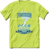 Fishing - Vissen T-Shirt | Grappig Verjaardag Vis Hobby Cadeau Shirt | Dames - Heren - Unisex | Tshirt Hengelsport Kleding Kado - Groen - L