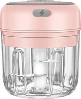 Mini hakmolen – Mini blender – Hakmolen elektrisch – Chopper – Mini chopper – Mini foodprocessor – Snijder – Hakker – Uiensnijder – Uienhakker – 250 ml – Roze