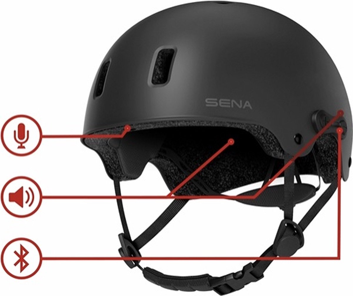 Sena RUMBA Smart helm mat zwart maat M - helm voor skaten fatbike etc.