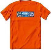 Vissen T-Shirt | Grappig Verjaardag Vis Hobby Cadeau Shirt | Dames - Heren - Unisex | Tshirt Hengelsport Kleding Kado - Oranje - 3XL