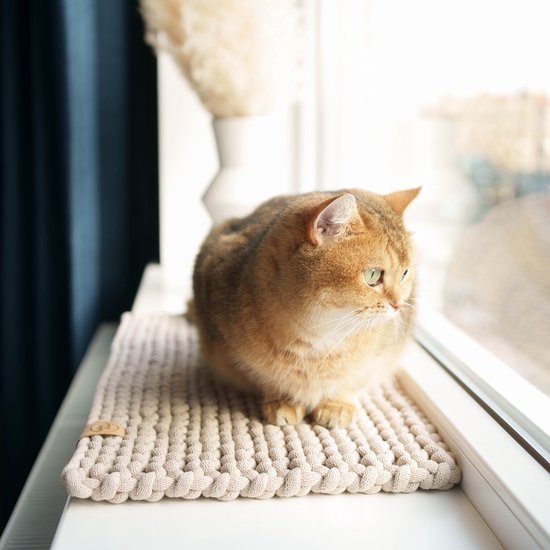 Sunny Mat - tapis de rebord de fenêtre - tapis de chat - Beige - Medium -  fait main -... | bol