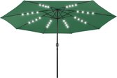 vidaXL Parasol met LED-verlichting en metalen paal 400 cm groen