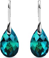 Shoplace Oorbellen dames met Swarovski kristallen - Druppel - 18K Witgoud verguld - Oorhangers - Swarovski oorbellen - Cadeauverpakking - Blauw/Groen
