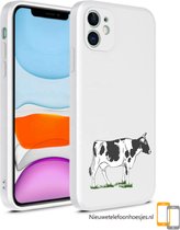 Apple Iphone 12 koeien siliconen hoesje - Wit - Koe * LET OP JUISTE MODEL * iPhone 12