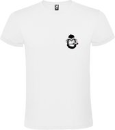 Wit t-shirt met Gorilla en sigaar kleine print Size L