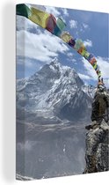 Canvas schilderij 90x140 cm - Wanddecoratie Everest Base Camp in Himalaya gebergte, Nepal - Muurdecoratie woonkamer - Slaapkamer decoratie - Kamer accessoires - Schilderijen