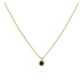 Gisser Jewels - Halsketting N1036YZ - geelgoud verguld zilver - zwarte steen in gladomzetting -