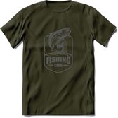 Fishing - Vissen T-Shirt | Grappig Verjaardag Vis Hobby Cadeau Shirt | Dames - Heren - Unisex | Tshirt Hengelsport Kleding Kado - Leger Groen - S