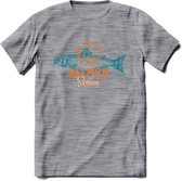 Vissen T-Shirt | Grappig Verjaardag Vis Hobby Cadeau Shirt | Dames - Heren - Unisex | Tshirt Hengelsport Kleding Kado - Donker Grijs - Gemaleerd - M