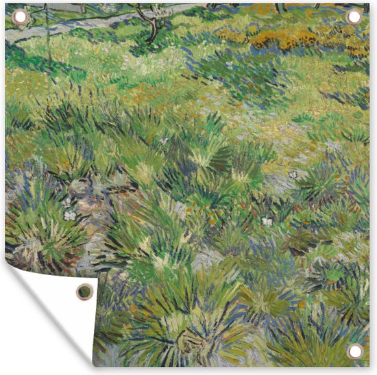 Tuindoek Grasveld met bloemen en vlinders - Schilderij van Vincent van Gogh - 100x100 cm