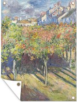 Tuinposter - Tuindoek - Tuinposters buiten - De lindebomen in Poissy - Schilderij van Claude Monet - 90x120 cm - Tuin