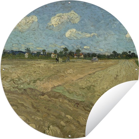 Tuincirkel Geploegde akkers - Schilderij van Vincent van Gogh - 120x120 cm - Ronde Tuinposter - Buiten XXL / Groot formaat!