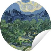 Tuincirkel De olijfbomen - Schilderij van Vincent van Gogh - 90x90 cm - Ronde Tuinposter - Buiten